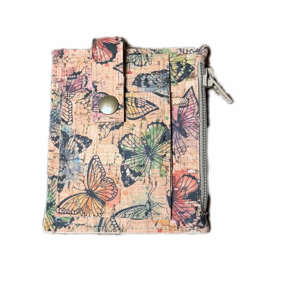Cork Butterfly wallet card coin holder handmade